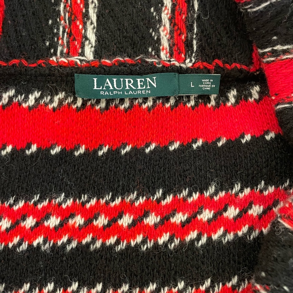 Lauren Ralph Lauren Red and Black Knit Cardigan Southwest - Picture 6 of 13